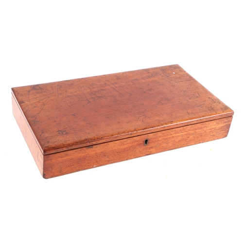 395 - A C E Clifford Artist Colourman mahogany paint box, having a fitted interior and selection of brass ... 
