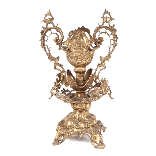 400 - A Victorian cast brass table centre piece, with pierced decoration, 35cm high.