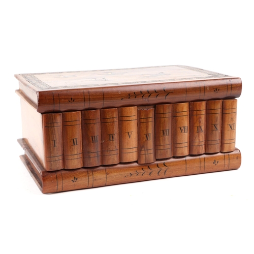 402 - An Italian Sorrento ware jewellery box, the top decorated with swallows, 24cm wide.
