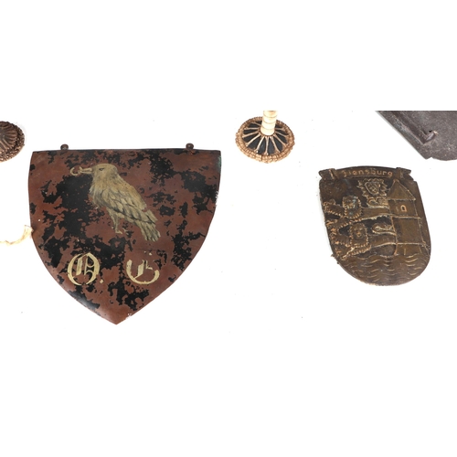 410 - Assorted ecclesiastical and other items, including a facsimile of a church monumental, 65cm long, a ... 