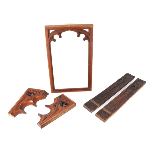 411 - Quantity of Victorian Gothic carved oak church architectural fragments, largest 35 by 55cm (10).