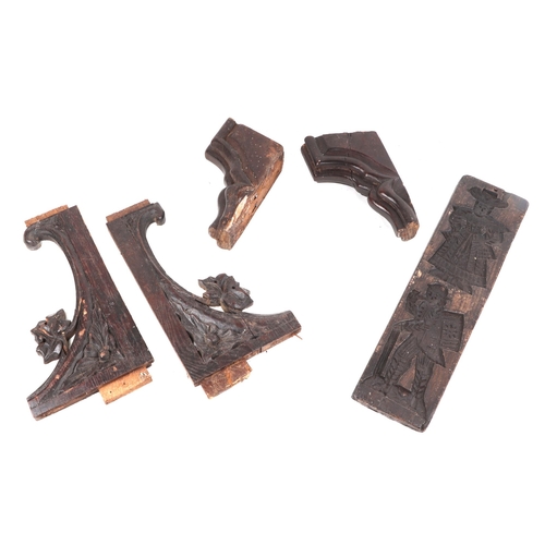 411 - Quantity of Victorian Gothic carved oak church architectural fragments, largest 35 by 55cm (10).