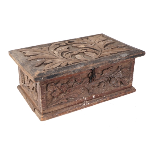 414 - A 19th century carved wooden table top box, 41cm wide.