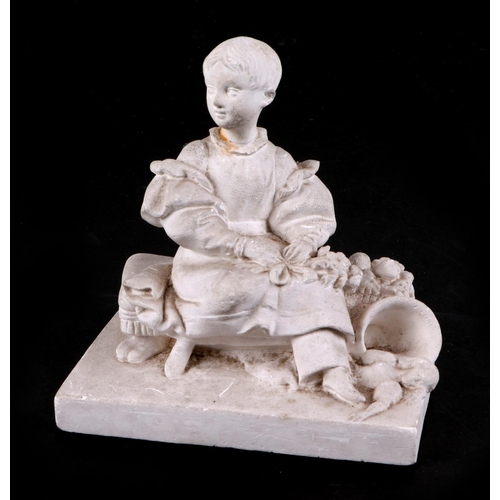 416 - After Lucius Gahagan (1773-1855), a plaster group, depicting a young child seated on a stool beside ... 