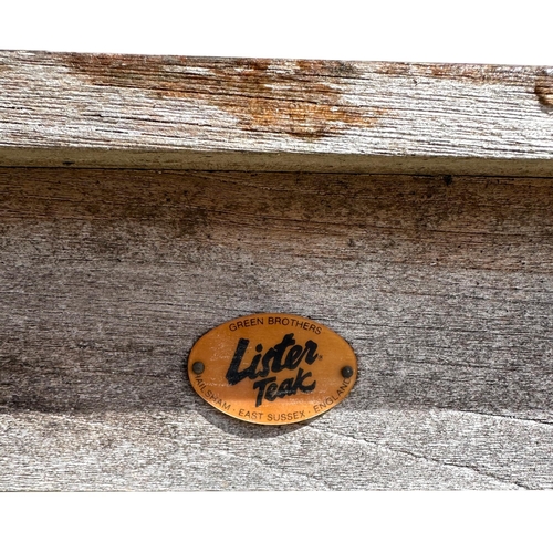 43 - A Green Brothers Lister Teak slatted garden table with rectangular top, on square legs, 120cm wide.