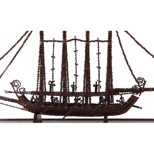 434 - Spice Trade interest – a Moluccas Spice Islands model of a two-masted European sailing ship made fro... 