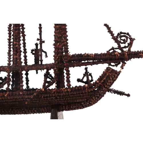 434 - Spice Trade interest – a Moluccas Spice Islands model of a two-masted European sailing ship made fro... 
