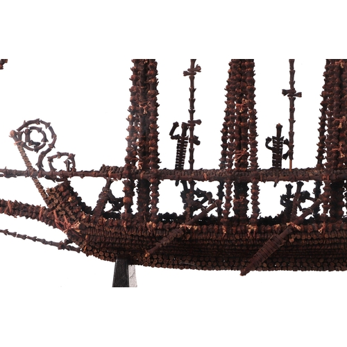 434 - Spice Trade interest – a Moluccas Spice Islands model of a two-masted European sailing ship made fro... 