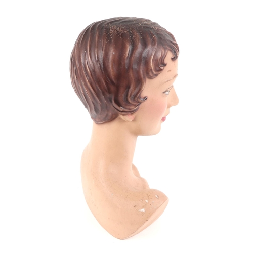 450 - A 1950s French Jewellery's shop mannequin head, composition (gutta percha), with original finish, ap... 