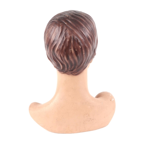450 - A 1950s French Jewellery's shop mannequin head, composition (gutta percha), with original finish, ap... 
