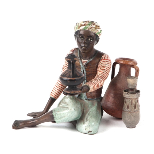 473 - Franz Bergmann (1861-1936), an early 20th century cold painted bronze figure, depicting a Moorish bo... 