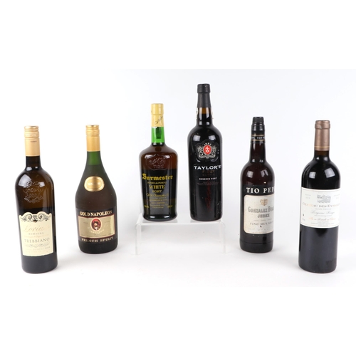 477 - A quantity of assorted fortified wines and spirits to include Taylors First State Reserve Port, Chât... 