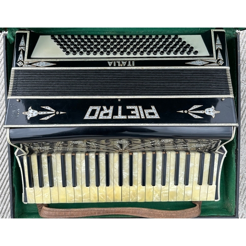 377 - A Pietro piano accordion, cased.