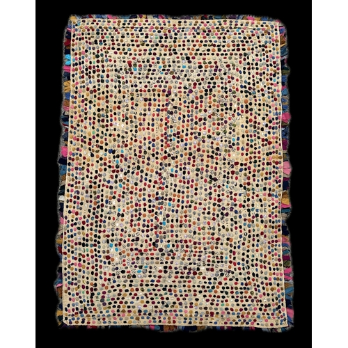 129 - An early 20th century rag rug, 130 by 95cm.