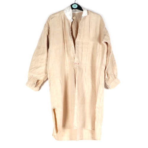 131 - Two antique French linen farmers smocks (2).