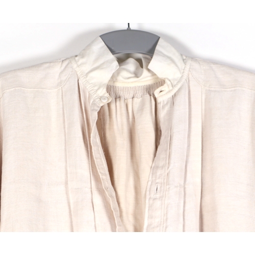 131 - Two antique French linen farmers smocks (2).
