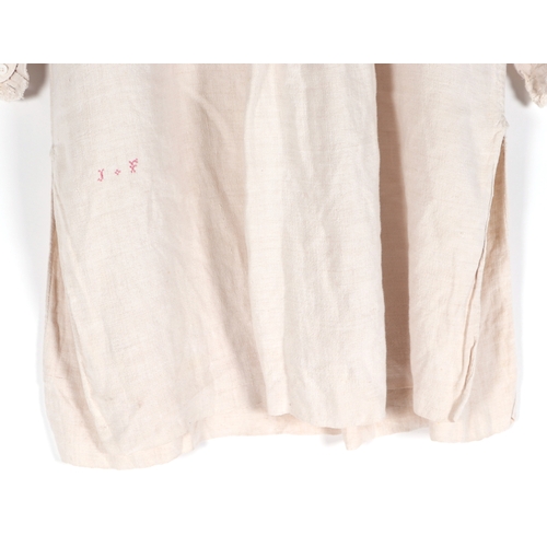 131 - Two antique French linen farmers smocks (2).