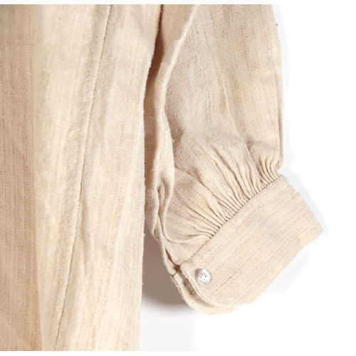 131 - Two antique French linen farmers smocks (2).