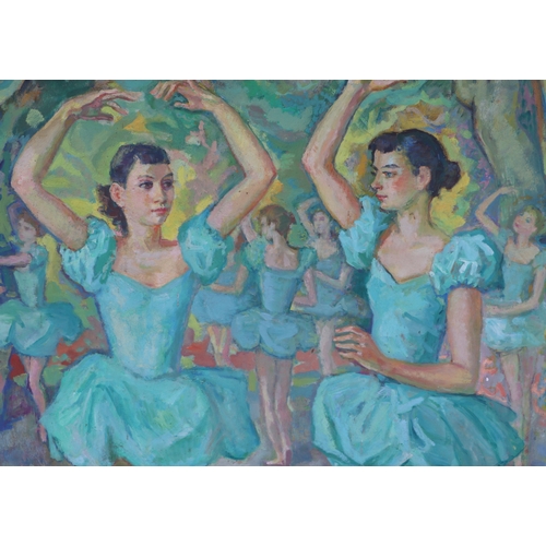 142 - Continental School, 20th century, a ballet scene with two ballerinas in the fore ground, and the bal... 
