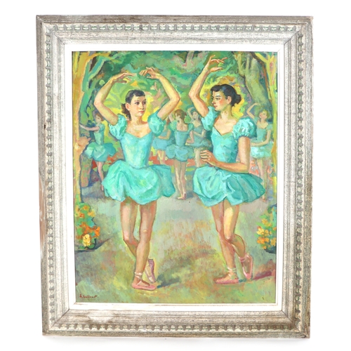 142 - Continental School, 20th century, a ballet scene with two ballerinas in the fore ground, and the bal... 