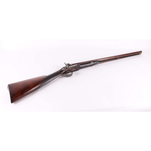 124 - A 19th century Westley Richards Birmingham black powder 12 boar double barrel hammer gun, with walnu... 