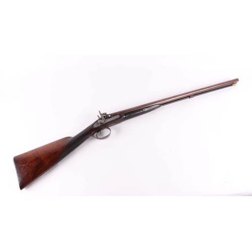124 - A 19th century Westley Richards Birmingham black powder 12 boar double barrel hammer gun, with walnu... 