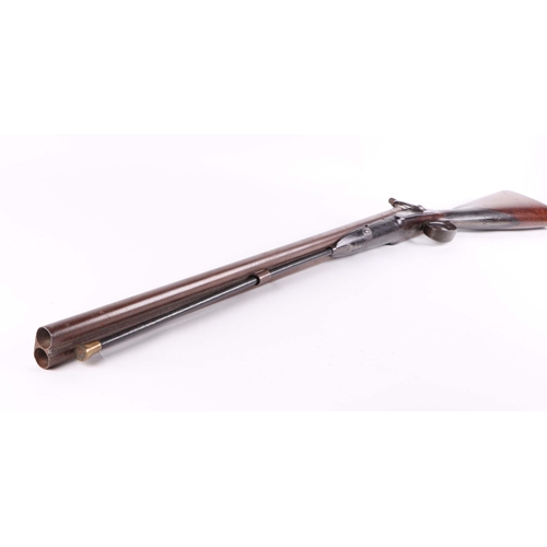 124 - A 19th century Westley Richards Birmingham black powder 12 boar double barrel hammer gun, with walnu... 