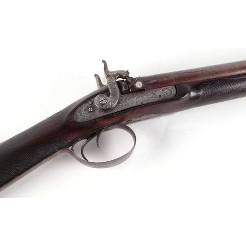 124 - A 19th century Westley Richards Birmingham black powder 12 boar double barrel hammer gun, with walnu... 