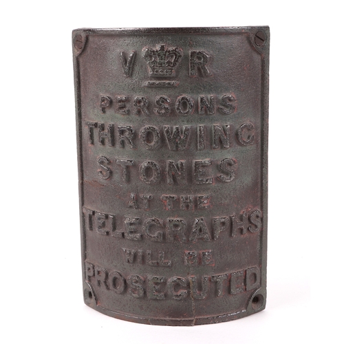 449 - A Victorian church brass memorial sign, dated 1834, 76 by 38cm, a Victorian cast iron telegraph pole... 