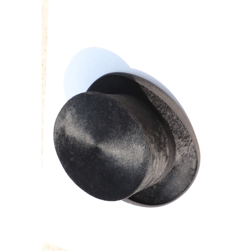 382 - A Tress & Co London silk top hat, 60cm circumference, together with a leather travelling case (2).