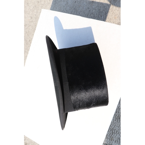 382 - A Tress & Co London silk top hat, 60cm circumference, together with a leather travelling case (2).