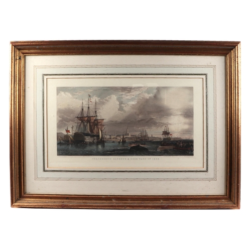 102 - Thomas Abiel Prior (British 1809-1886) - Portsmouth Harbour & Dockyard in 1853 - a 19th century hand... 