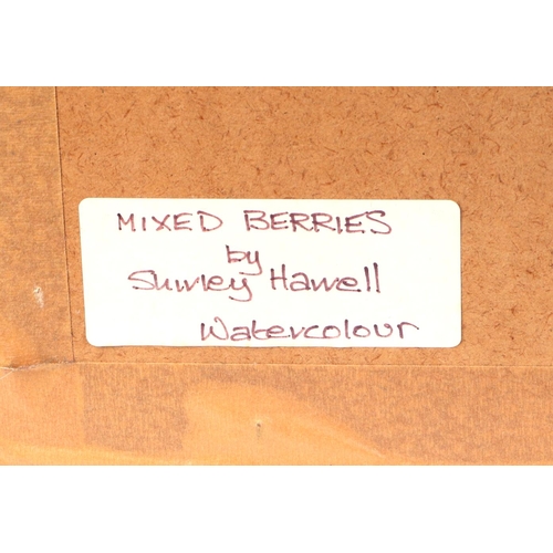 113 - Shirley Hawell (modern British) - Mixed Berries - signed lower left, watercolour, framed & glazed, 4... 