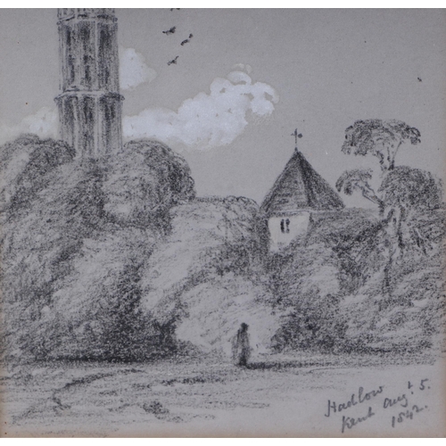 119 - Victorian school - Study of a Country Folly - pencil heightened with bodycolour, dated 1842, framed ... 