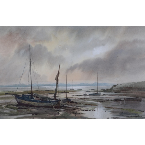 146 - Keith Burtonshaw (British 1930-2008) - Goldhanger Creek - Boats at Low Tide, signed right, watercolo... 