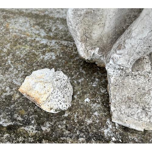 15 - A pair of 19th century composition Coade style stone putti, in well weathered condition, each approx... 