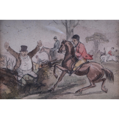 161 - John Leech (1817-1864) - Hunt Scene with Angry Landowner - with statement beneath stating 'Mr Biggs ... 