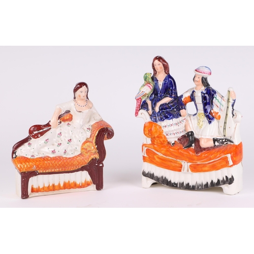 202 - A small collection of 19th century Staffordshire flatback groups to include a prince and princess, 2... 