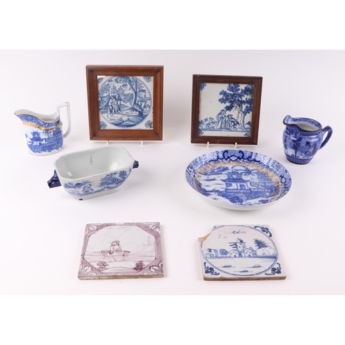 226 - A 19th century blue & white transfer decorated tureen and cover; together with other similar blue & ... 