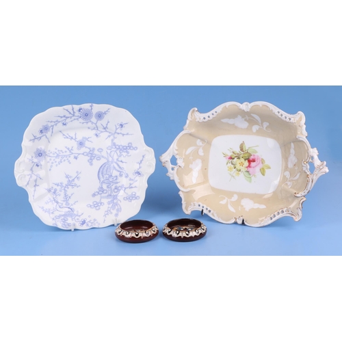 228 - A pair of Crown Derby plates decorated in the Imari taste, 25cms diameter; together with a Victorian... 