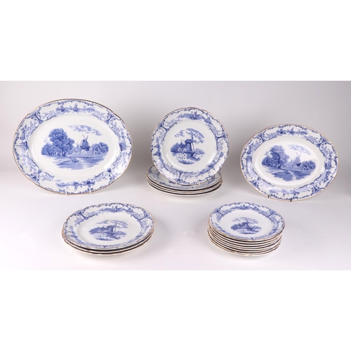 232 - A Delph Stone Pottery pattern dinner service including tureens and covers; soup tureen; meat platter... 