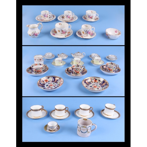 233 - A quantity of 18th century and later tea cups and saucers to include Crown Derby examples, Worcester... 