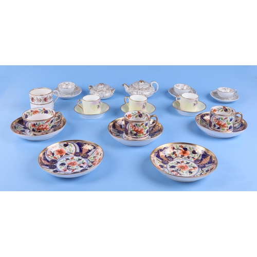 233 - A quantity of 18th century and later tea cups and saucers to include Crown Derby examples, Worcester... 