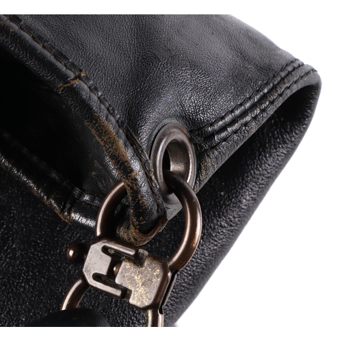 306 - A Jaeger ladies leather clutch bag with brass chain, 22cm wide; together with an Italian black leath... 