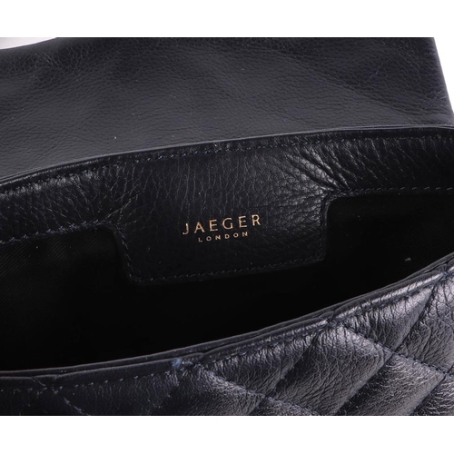 306 - A Jaeger ladies leather clutch bag with brass chain, 22cm wide; together with an Italian black leath... 