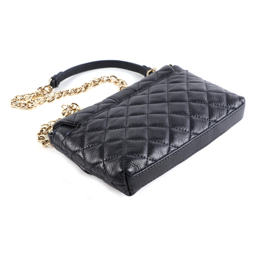 306 - A Jaeger ladies leather clutch bag with brass chain, 22cm wide; together with an Italian black leath... 