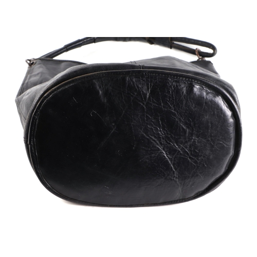 306 - A Jaeger ladies leather clutch bag with brass chain, 22cm wide; together with an Italian black leath... 