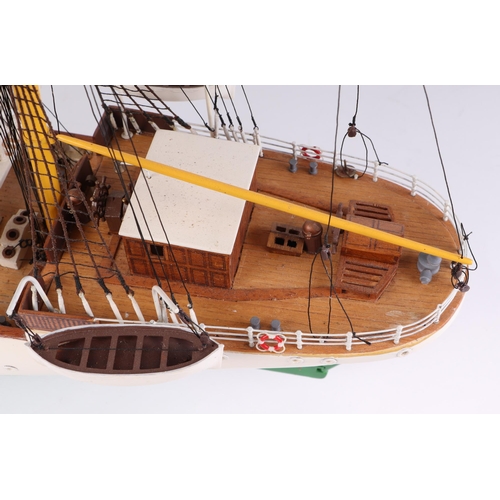 329 - A large scratch built model of a three-masted sailing ship, 100cms long.