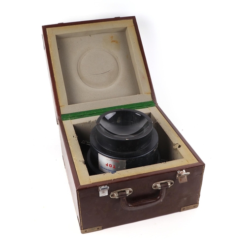 339 - A large Framjul Instruments Lens, in brass bound leather carry case.