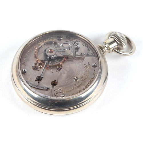 357 - A Hamilton Watch Co. open faced pocket watch, the white enamel dial with Roman numerals, subsidiary ... 